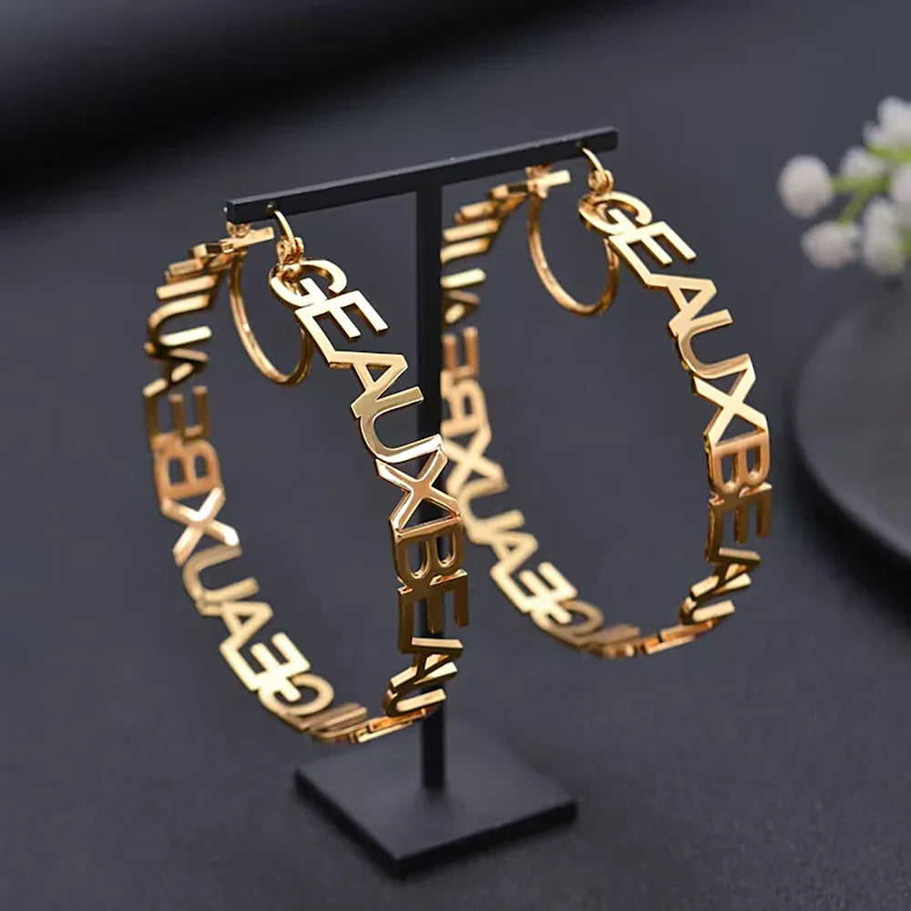 Custom Name Earrings for Women Personalized Letter Big Hoops Earring