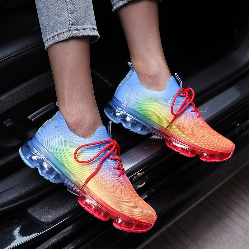 Women's Gradient Neon Air-Cushioned Sneakers