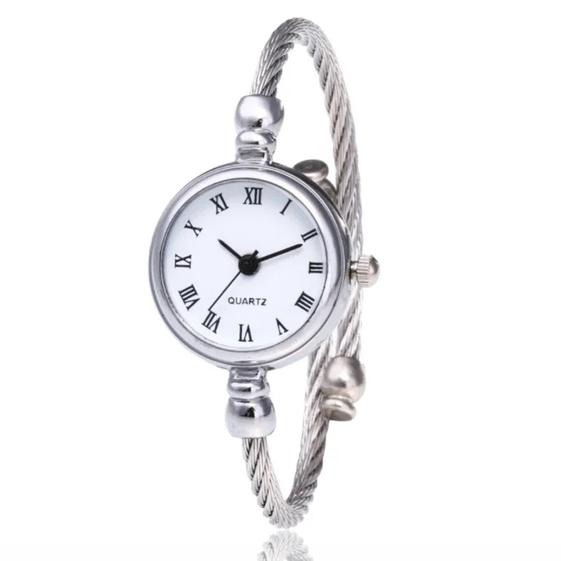 Elegant Roman Numeral Vintage Bangle Quartz Watch for Women