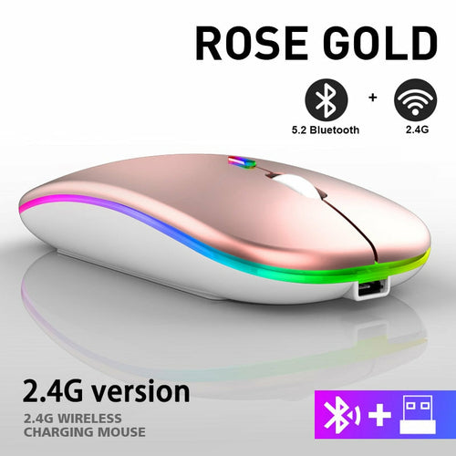 Wireless Rechargeable Bluetooth Mouse with RGB LED Backlight