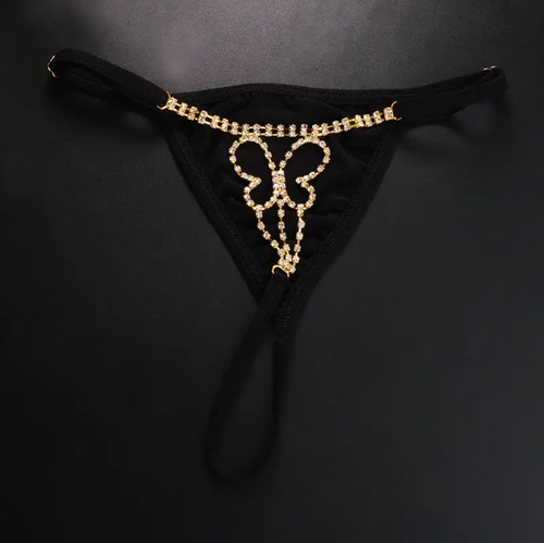 Load image into Gallery viewer, **Delicate Hollow Flower Rhinestone Thong - Sexy Waist Chain Lingerie**
