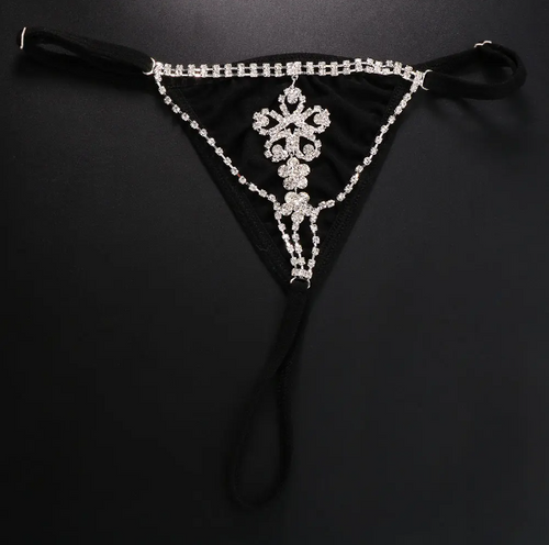 Load image into Gallery viewer, **Delicate Hollow Flower Rhinestone Thong - Sexy Waist Chain Lingerie**
