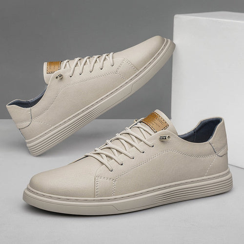 Men's Leather Casual Sneakers - Stylish Low-Top