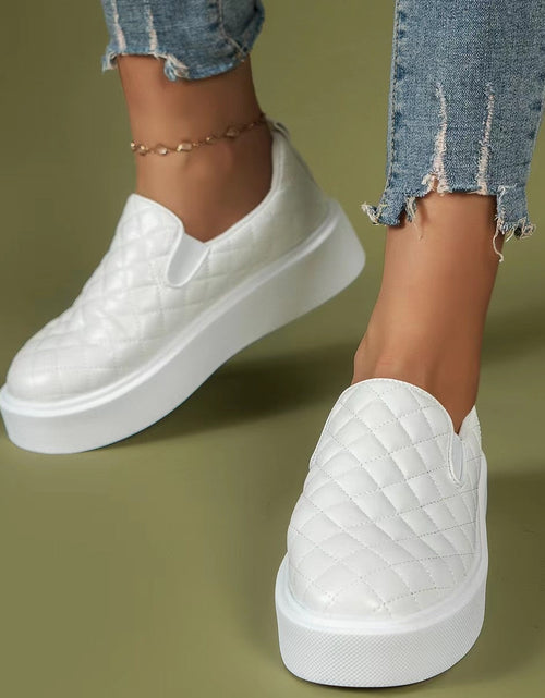 Load image into Gallery viewer, Women&#39;s White Quilted Slip-On Sneakers
