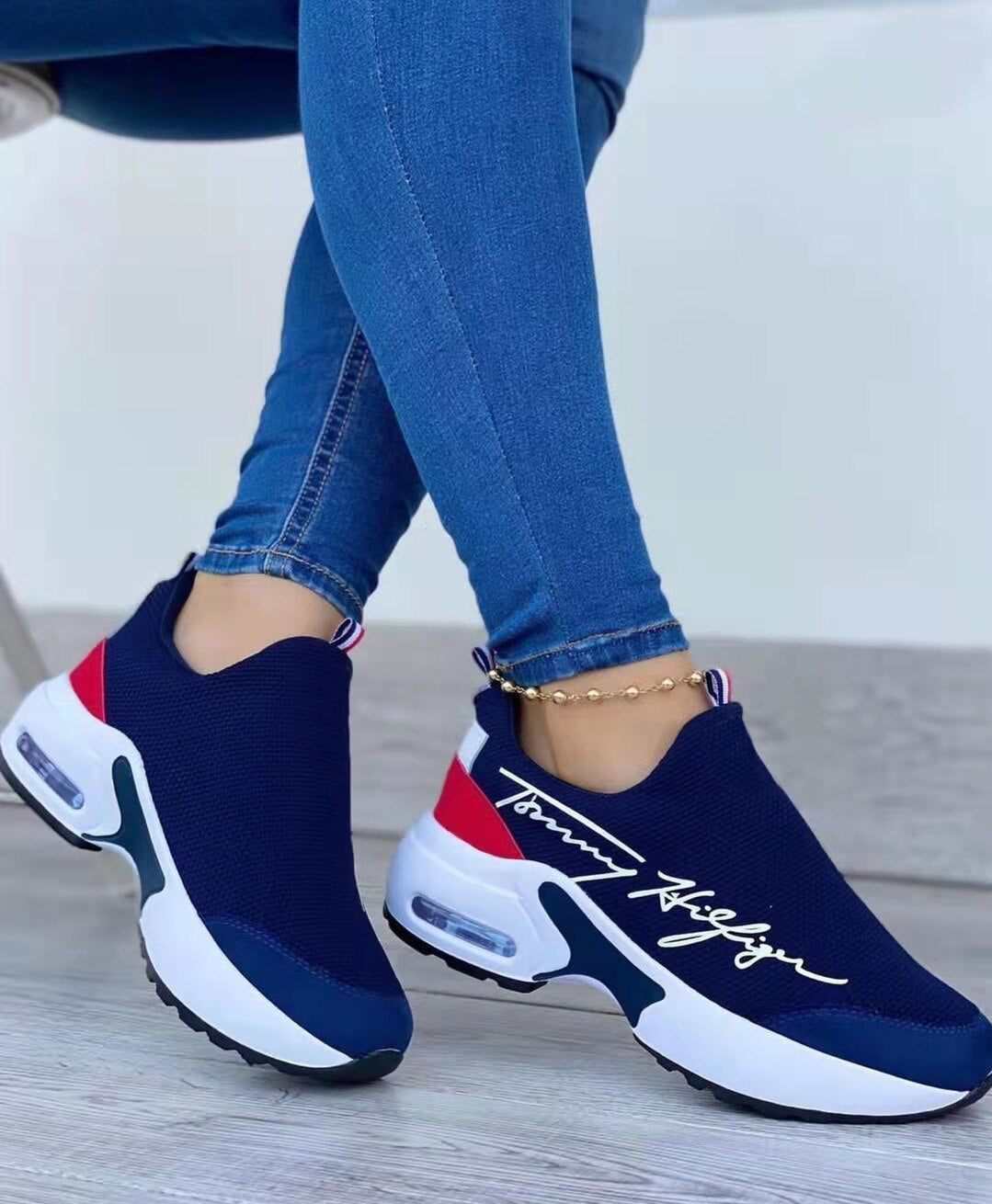 Women's Slip-On Athletic Sneakers with Air Cushion Sole