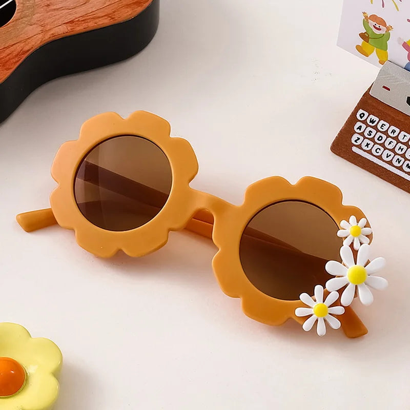 Korean 2024 New Children Sunglasses Daisy Round Cute Sun Glasses Boys