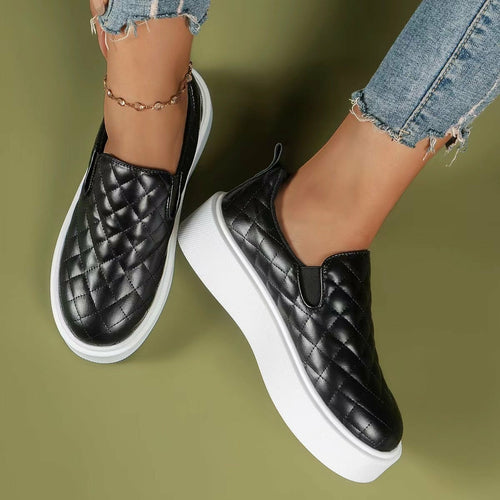 Women's White Quilted Slip-On Sneakers