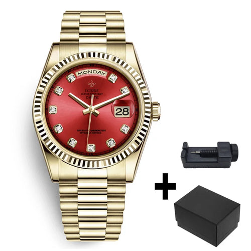 Load image into Gallery viewer, Luxury Gold-Tone Day-Date Quartz Men&#39;s Watch with Roman Numerals
