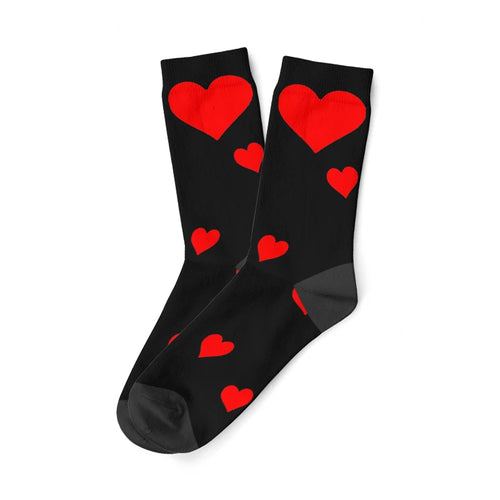 Load image into Gallery viewer, Custom Printed Socks with Couples&#39; Faces and Red Hearts - Personalized
