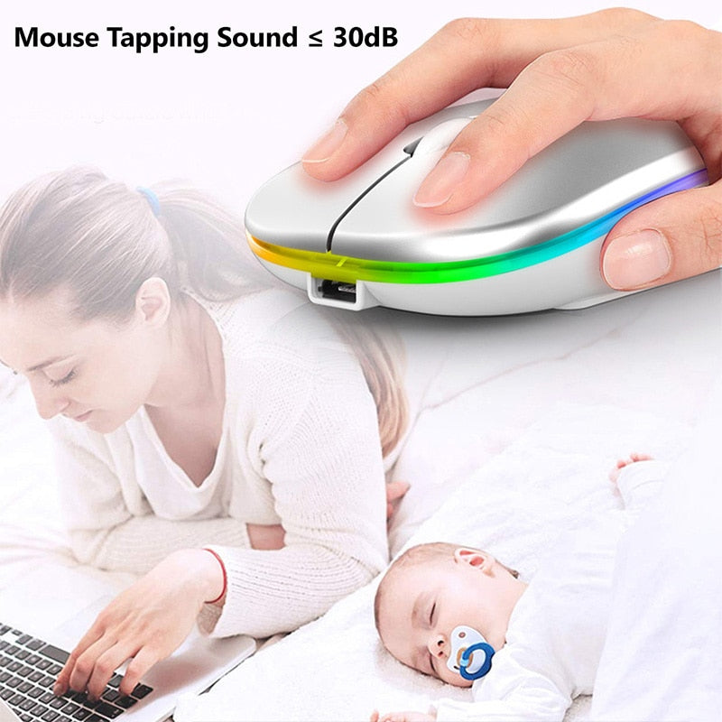 Wireless Rechargeable Bluetooth Mouse with RGB LED Backlight