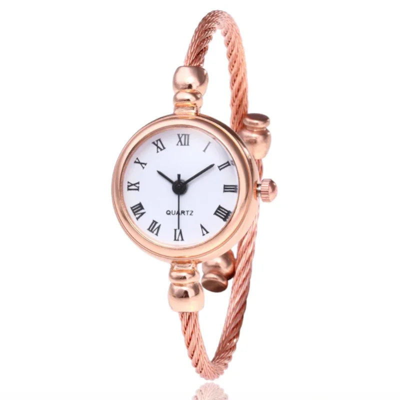 Elegant Roman Numeral Vintage Bangle Quartz Watch for Women