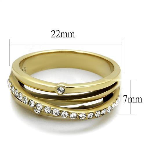 Women's Gold-Plated Crossover Ring with Cubic Zirconia Accents