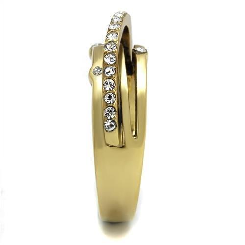 Load image into Gallery viewer, Women&#39;s Gold-Plated Crossover Ring with Cubic Zirconia Accents
