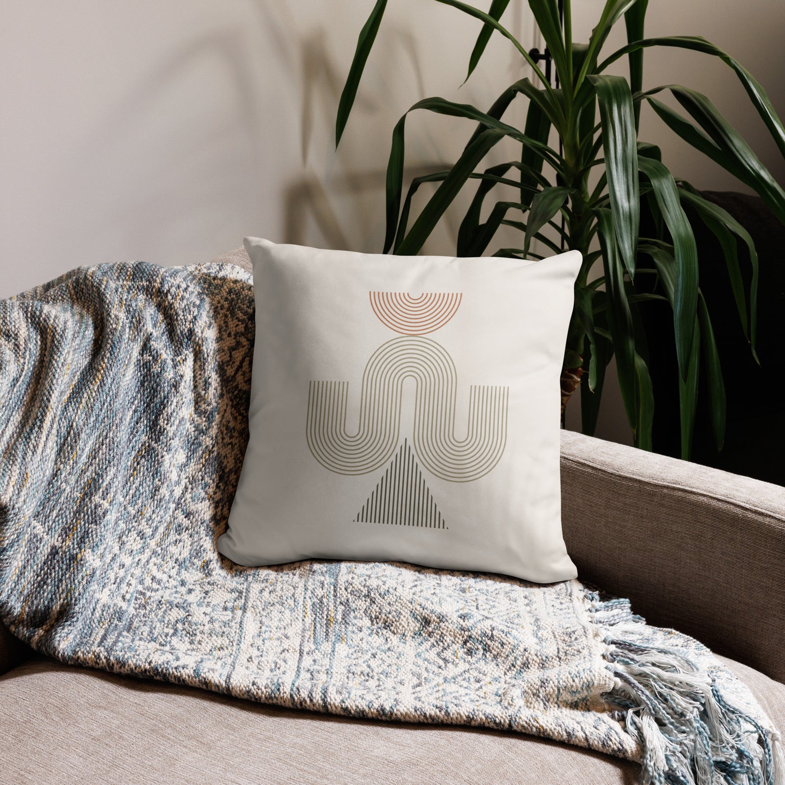 Modern Geometric Throw Pillow with Minimalist Abstract Design