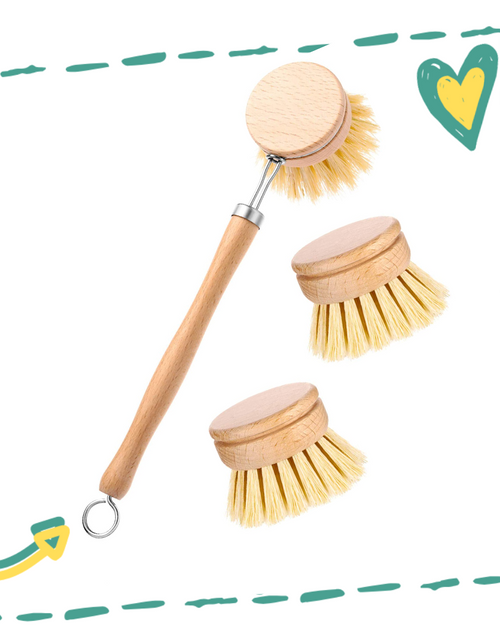 Load image into Gallery viewer, Eco-Friendly Wooden Dish Brush Set with Replaceable Heads
