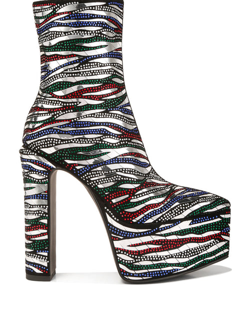 Load image into Gallery viewer, Women&#39;s Multicolor Striped Platform Ankle Boots
