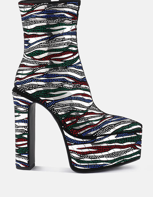 Load image into Gallery viewer, Women&#39;s Multicolor Striped Platform Ankle Boots
