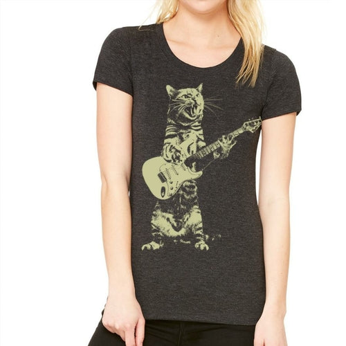 Load image into Gallery viewer, Cat playing guitar T Shirt
