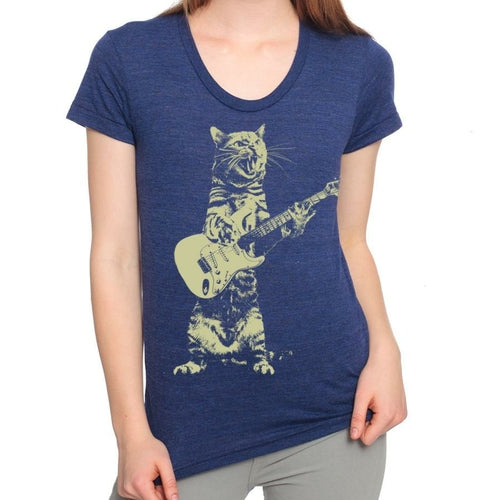 Load image into Gallery viewer, Cat playing guitar T Shirt
