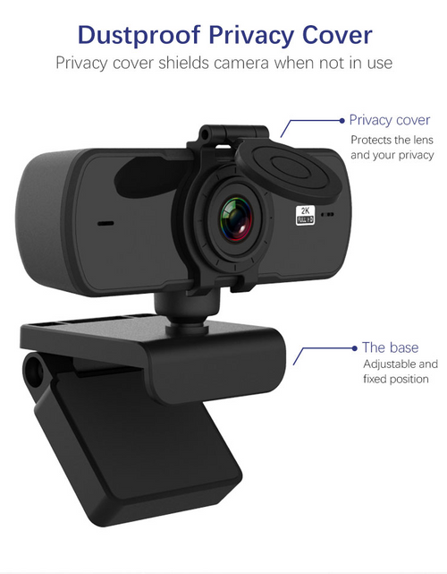 Load image into Gallery viewer, 2K HD Webcam with Privacy Cover, Built-in Microphone and Auto Focus
