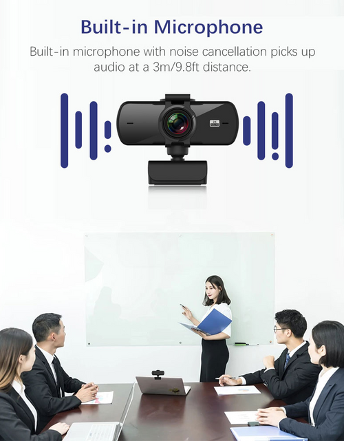 Load image into Gallery viewer, 2K HD Webcam with Privacy Cover, Built-in Microphone and Auto Focus
