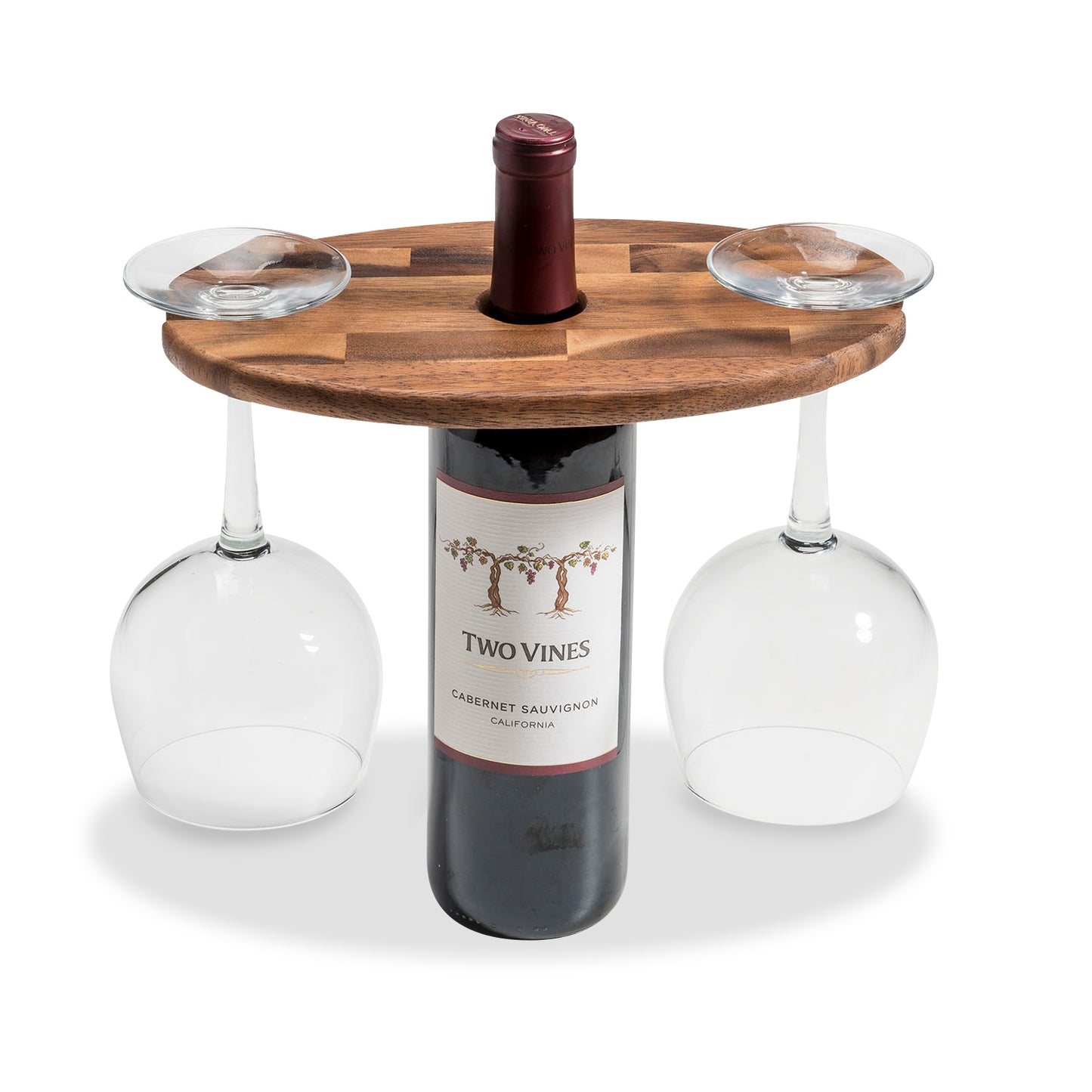 Handcrafted Wooden Wine Glass and Bottle Holder