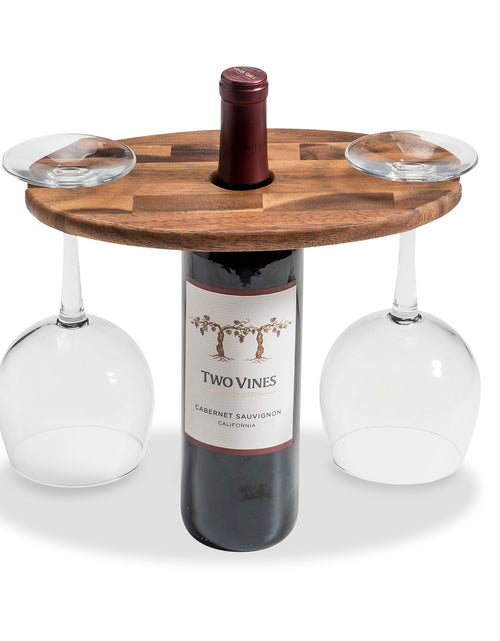 Load image into Gallery viewer, Handcrafted Wooden Wine Glass and Bottle Holder
