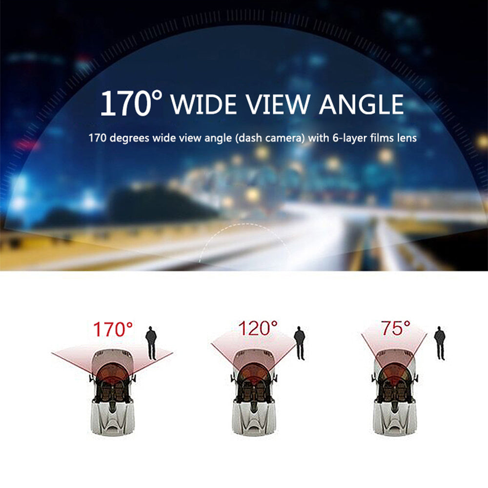 Dual Dash Cam with Full HD 1080P, 170° Wide Angle, Night Vision