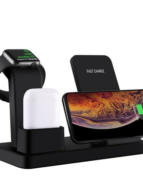 Load image into Gallery viewer, 3-in-1 Wireless Charger for iPhone, Android, Apple Watch, &amp; AirPods
