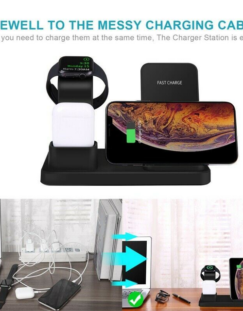 Load image into Gallery viewer, 3-in-1 Wireless Charger for iPhone, Android, Apple Watch, &amp; AirPods
