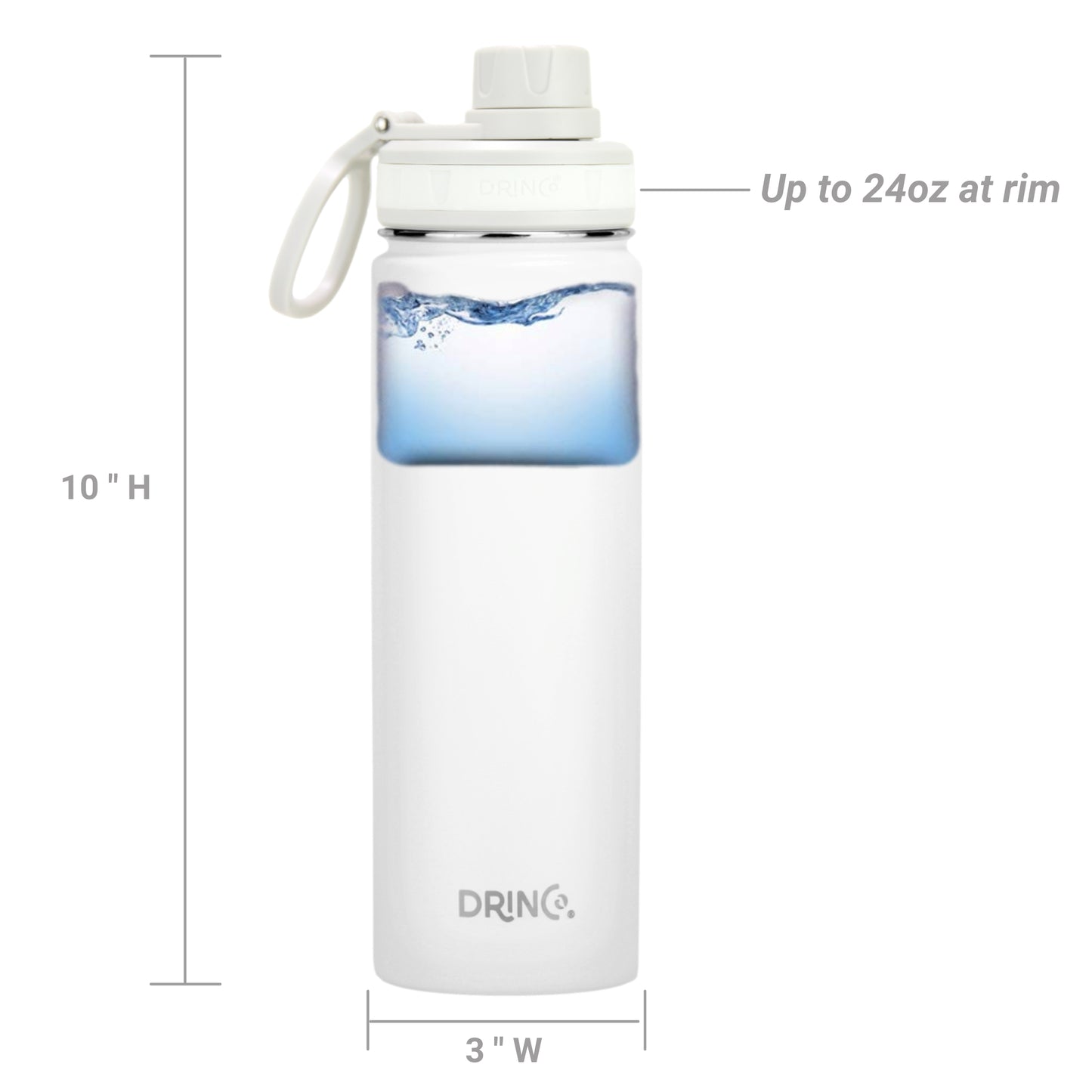 DRINCO® 22oz Stainless Steel Sport Water Bottle - Artic White