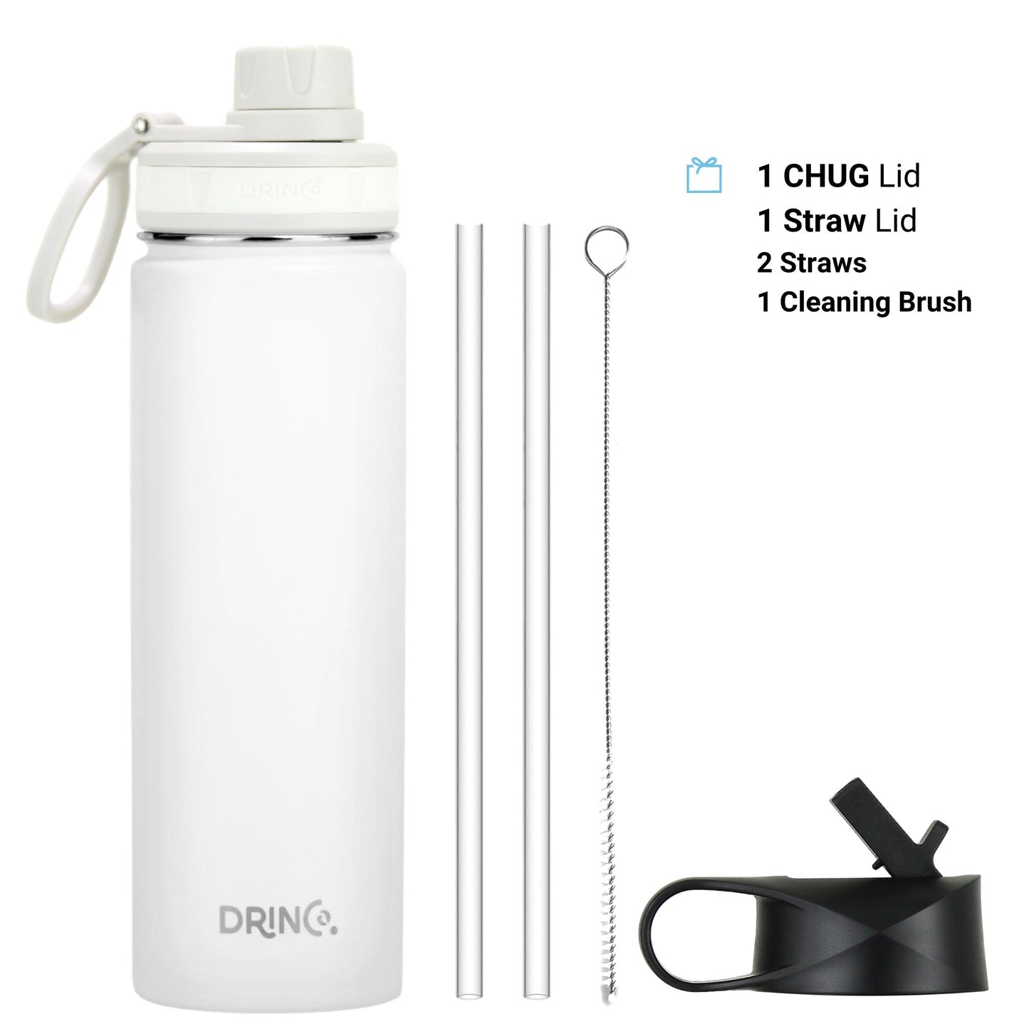 DRINCO® 22oz Stainless Steel Sport Water Bottle - Artic White