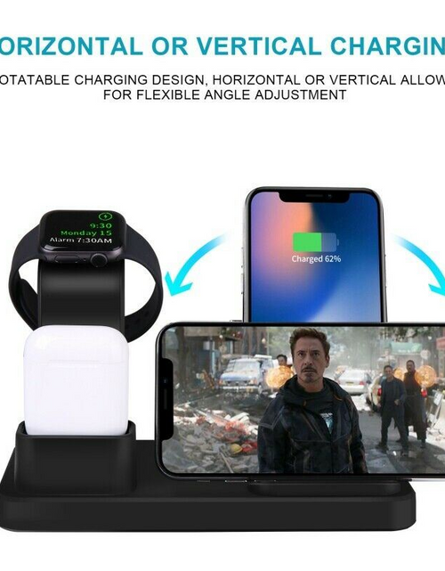 Load image into Gallery viewer, 3-in-1 Wireless Charger for iPhone, Android, Apple Watch, &amp; AirPods
