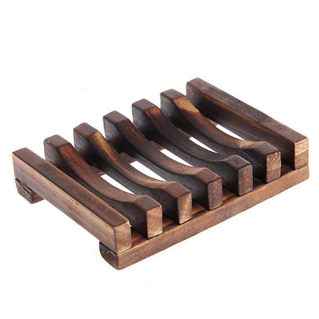 "Handcrafted Wooden Soap Dish | Eco-Friendly Slatted Soap Holder