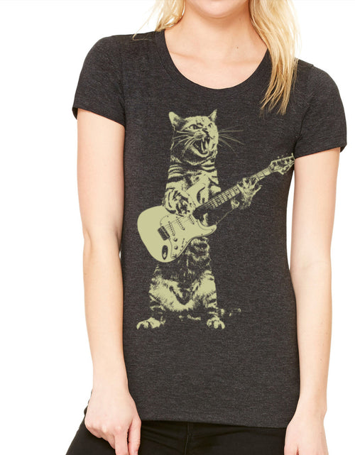 Load image into Gallery viewer, Cat playing guitar T Shirt
