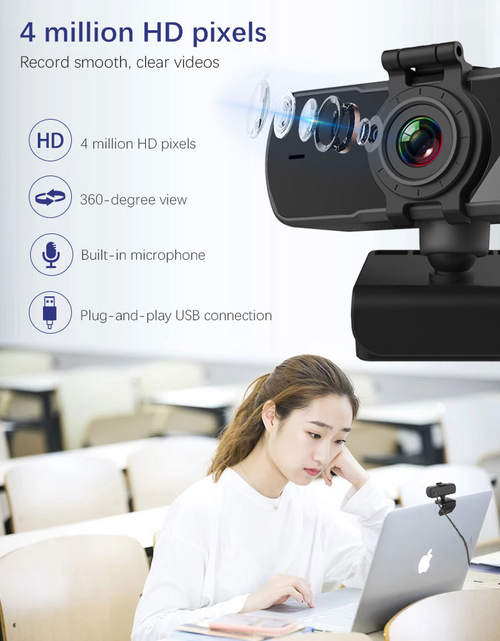 Load image into Gallery viewer, 2K HD Webcam with Privacy Cover, Built-in Microphone and Auto Focus
