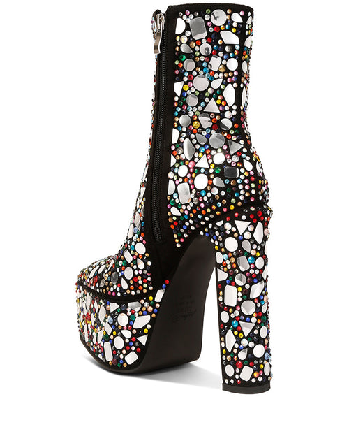 Load image into Gallery viewer, Women&#39;s Rhinestone Encrusted Platform Ankle Boots
