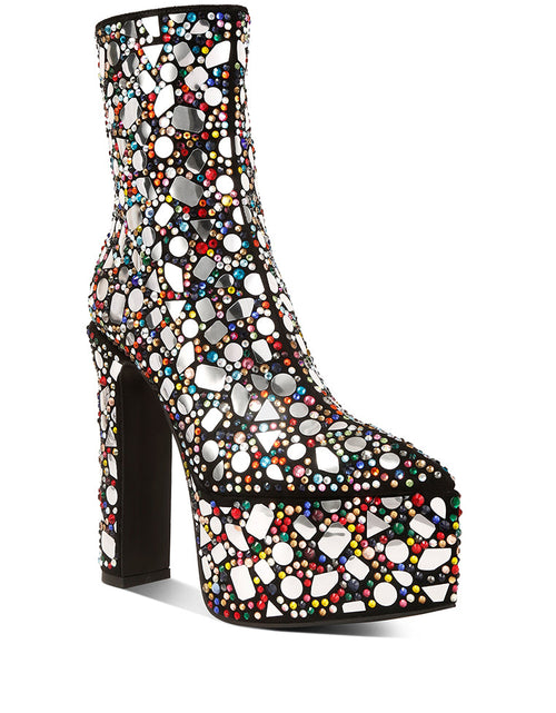 Load image into Gallery viewer, Women&#39;s Rhinestone Encrusted Platform Ankle Boots
