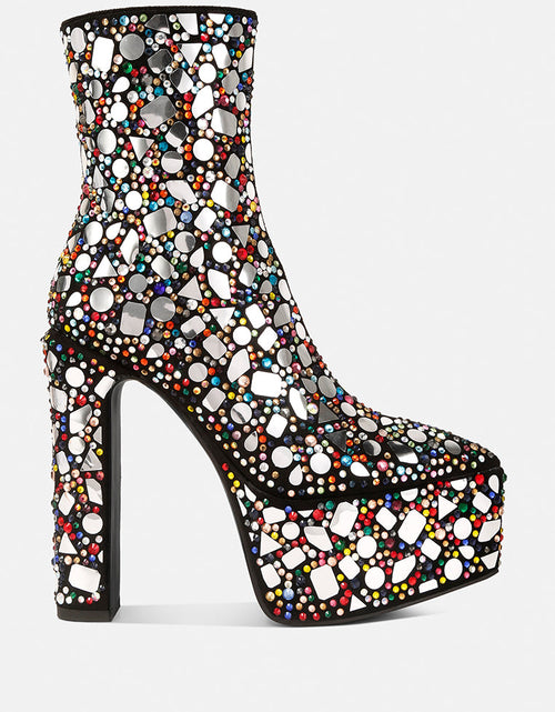 Load image into Gallery viewer, Women&#39;s Rhinestone Encrusted Platform Ankle Boots
