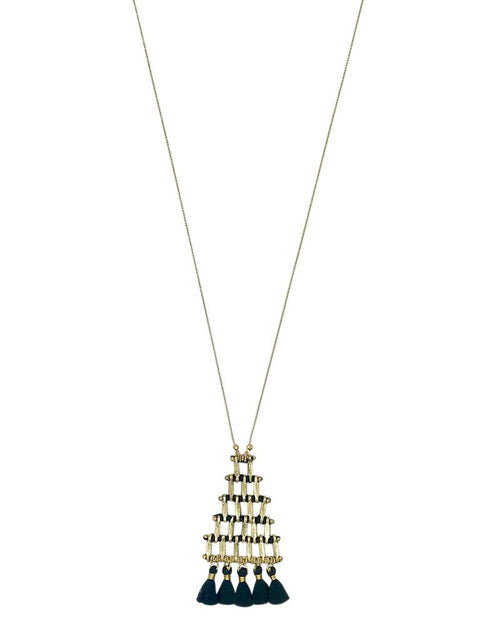 Load image into Gallery viewer, Boho Chic Gold-Toned Tassel Pendant Necklace
