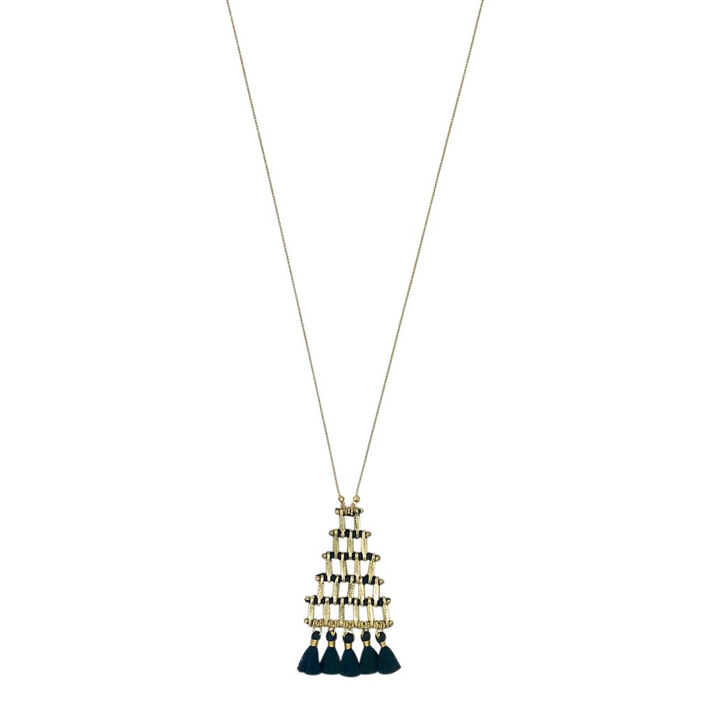 Boho Chic Gold-Toned Tassel Pendant Necklace