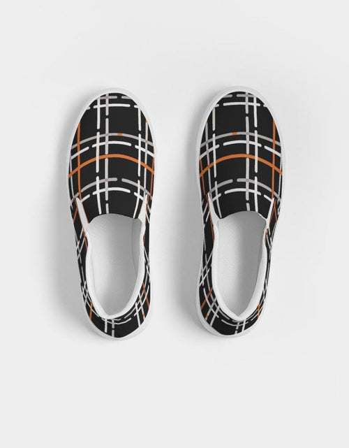 Load image into Gallery viewer, Men&#39;s Plaid Slip-On Canvas Sneakers - Casual Comfort
