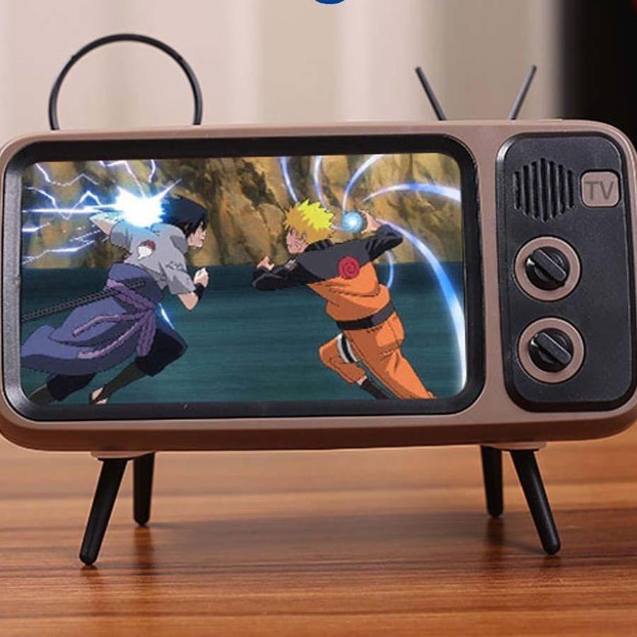 Retro TV Phone Holder Stand with Built-in Bluetooth Speaker