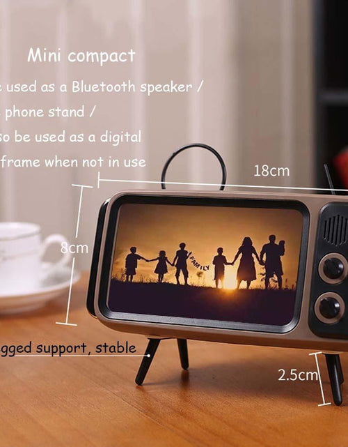 Load image into Gallery viewer, Retro TV Phone Holder Stand with Built-in Bluetooth Speaker
