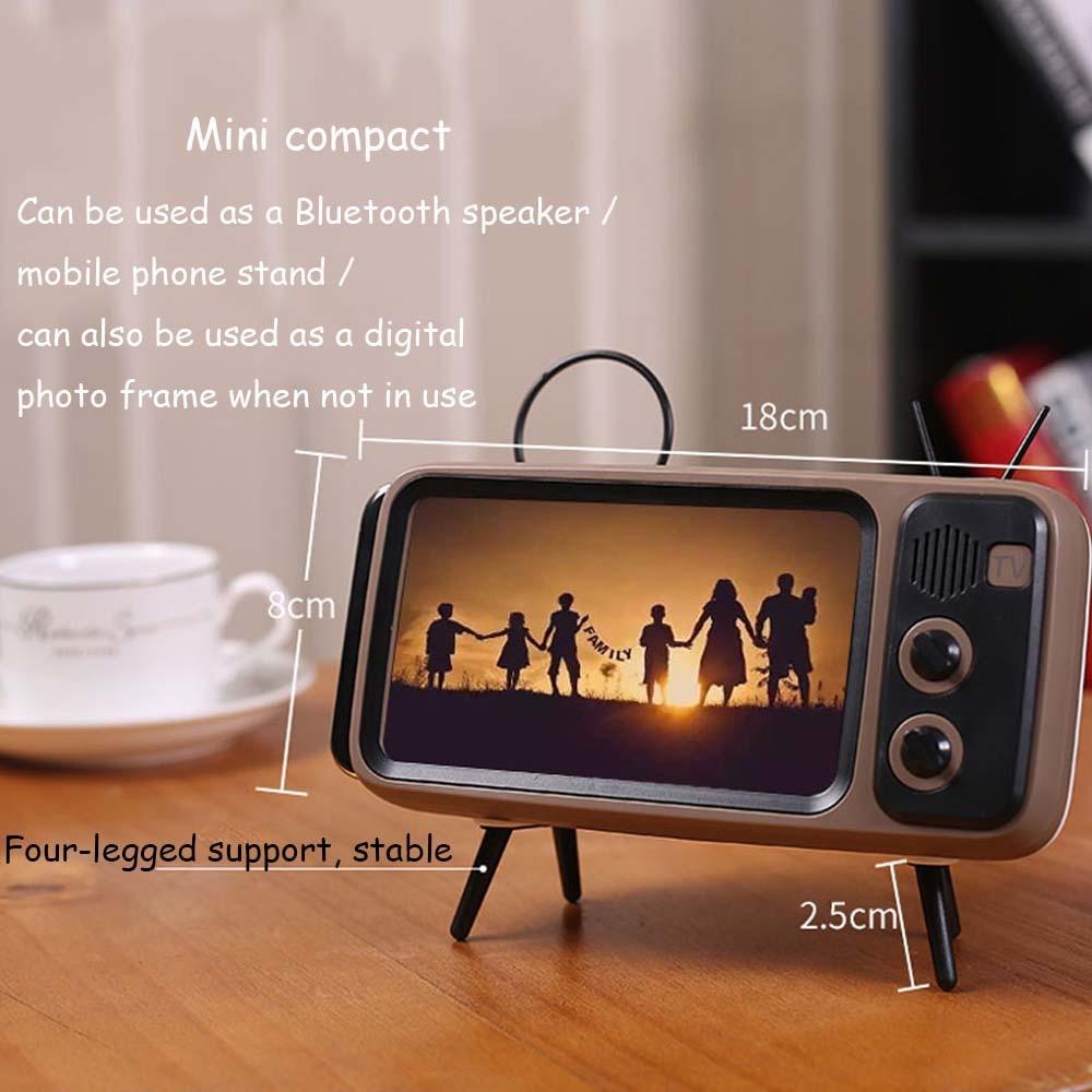 Retro TV Phone Holder Stand with Built-in Bluetooth Speaker