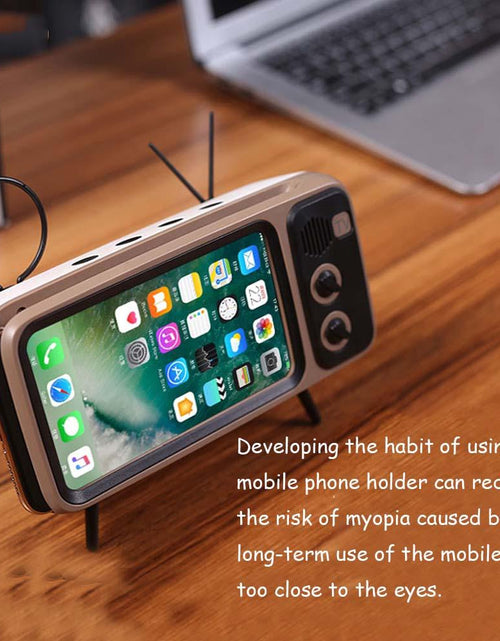 Load image into Gallery viewer, Retro TV Phone Holder Stand with Built-in Bluetooth Speaker
