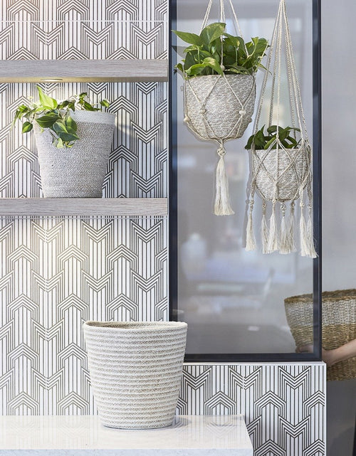 Load image into Gallery viewer, Handwoven Macramé Hanging Planters – Boho Style Jute and Cotton Plant
