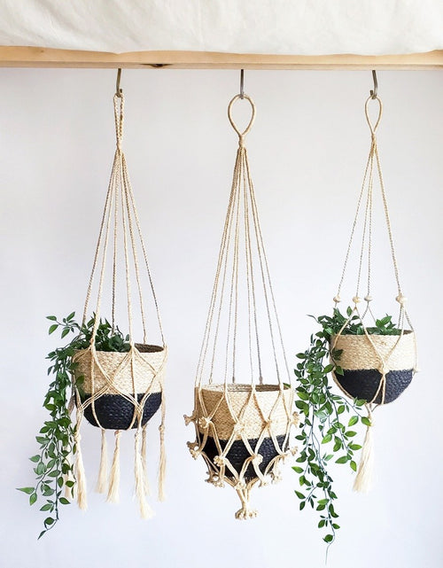 Load image into Gallery viewer, Handwoven Macramé Hanging Planters – Boho Style Jute and Cotton Plant
