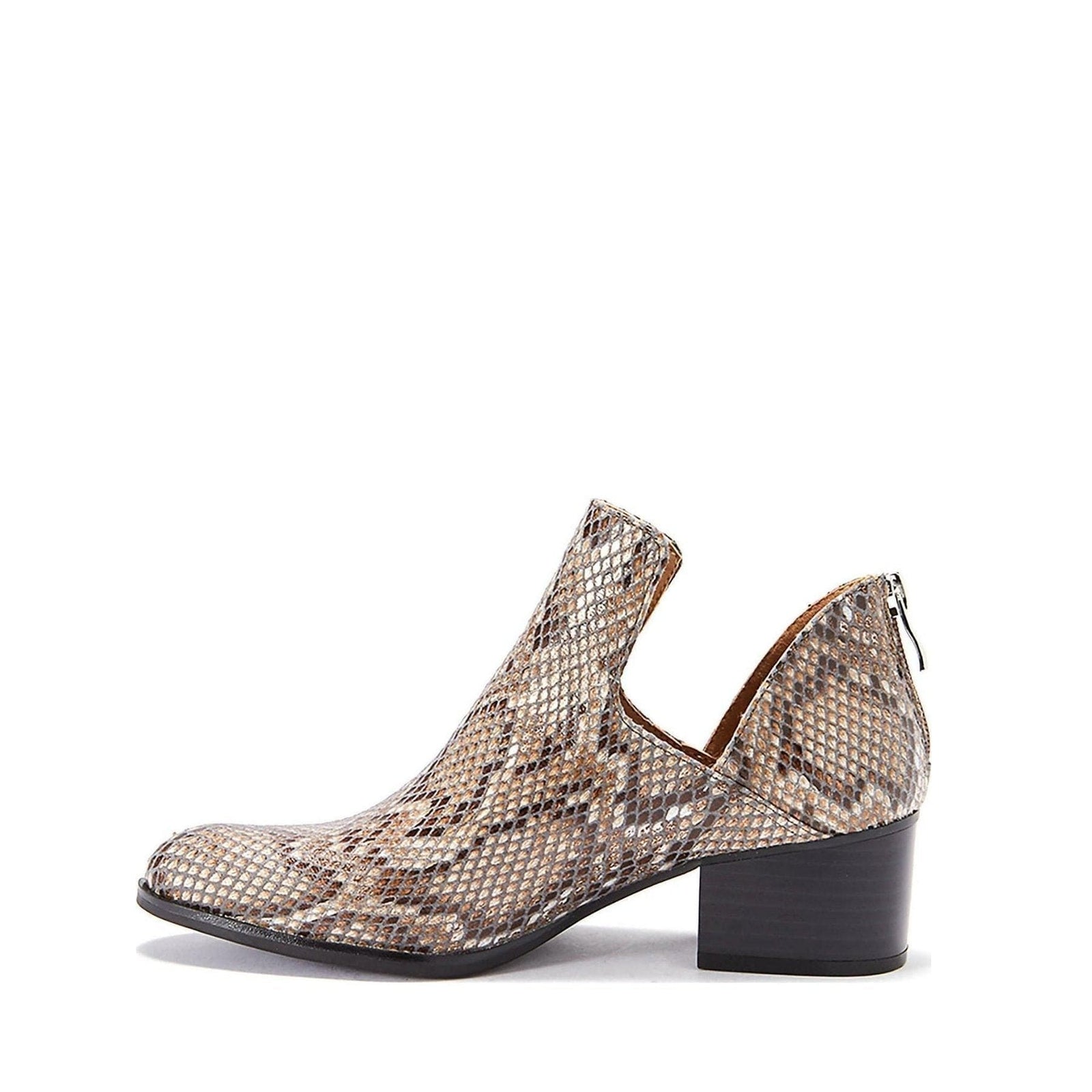 Women's Snake Print Ankle Booties - Trendy Cutout Block Heel Boots