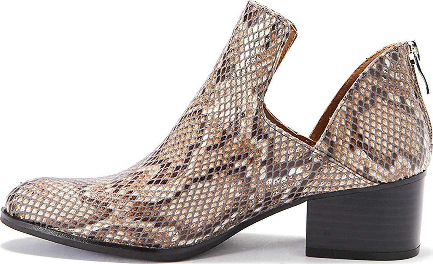 Women's Snake Print Ankle Booties - Trendy Cutout Block Heel Boots